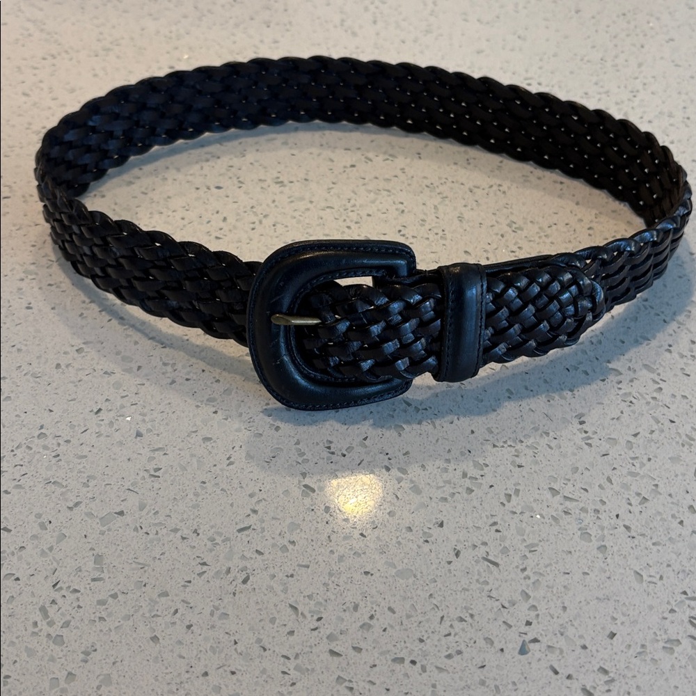 COACH Black Leather Braided Belt 3851 small